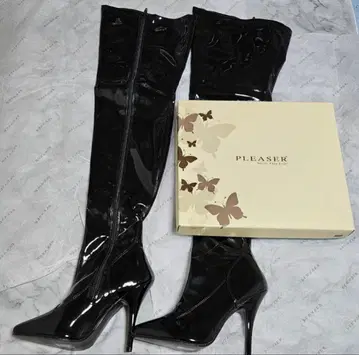 Pleaser 프레이저 에나멜 싸이하이 부츠 니하이 부츠 24.5cm