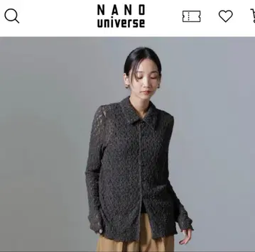 새상품 NANOuniverse 슈링크 레이스 셔츠 차콜