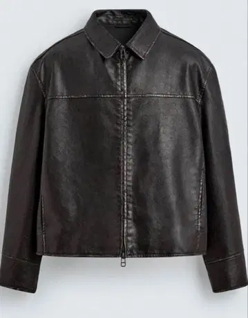 ZARA 워시드 페이크 레더 자켓 M 택 포함 미사용 새상품