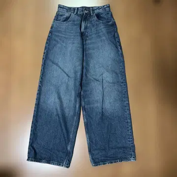 ZARA 와이드 레그 데님 팬츠 다크 블루