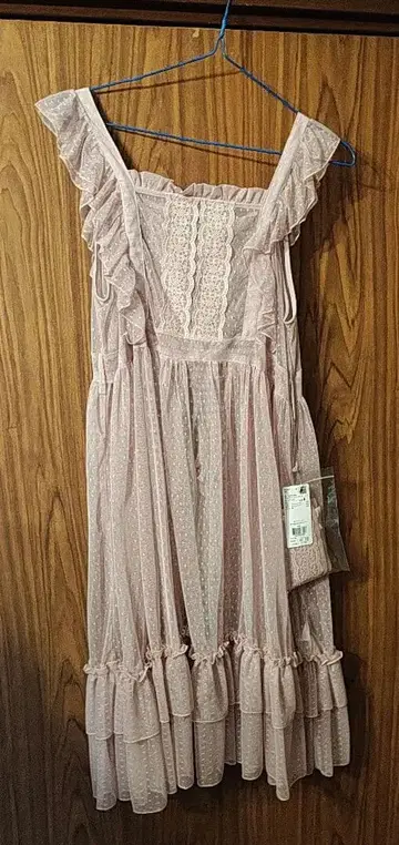 axes femme kawaii 도트 튤 에이프런 핑크