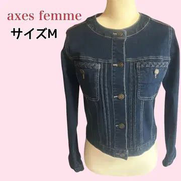 [걸리시] axes femme 뜨개질 노카라 데님 자켓 M