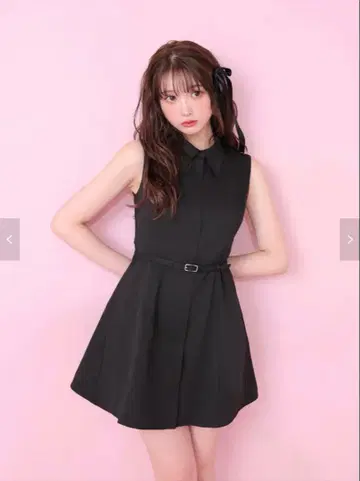 M me eme 백 리본 플레어 미니 원피스