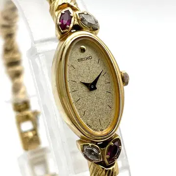 [ 작동 ] SEIKO 1E20-5760 브레이슬릿 워치 보석 포함 골드