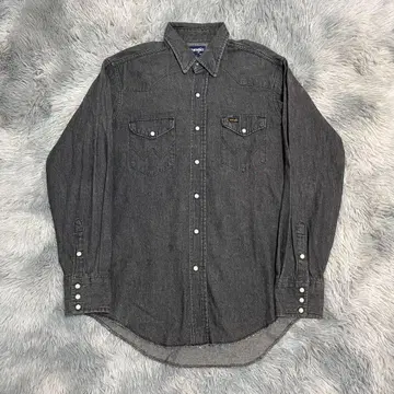 80s USA제 랭글러 선염 블랙 데님 셔츠