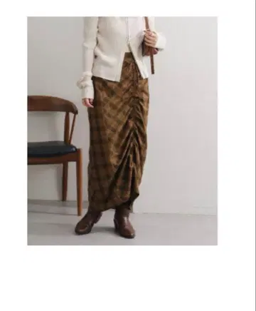 Kastane 체크 패치워크 스커트 브라운