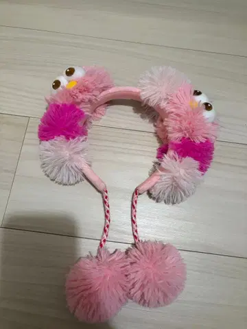 세서미 스트릿 폼폼 머리띠 모피 USJ 핑크