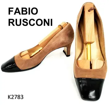 파비오 루스코니 스퀘어토 에나멜 패턴트 레더 스웨이드 바이컬러