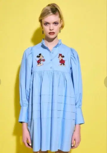 Disney moussy 디즈니 콜라보 미키 미니 자수 원피스