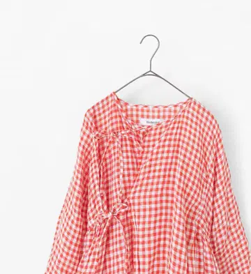 [택 포함 새상품] Veritecoeur 깅엄 체크 카슈쿨 블라우스