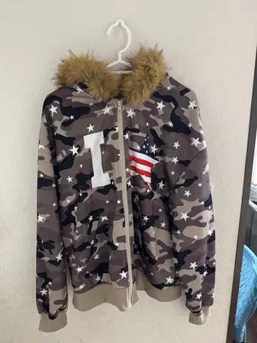 00s archive y2k 카모플라쥬 퍼 달린 아우터 헤이세이 그런지