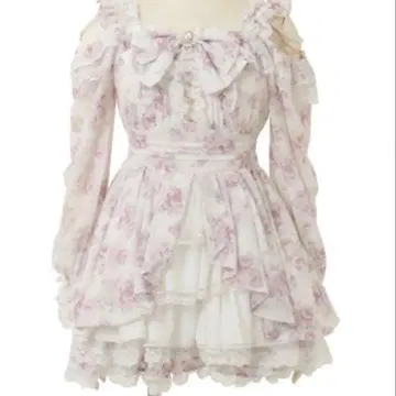 LIZLISA 로즈 리본 쉬폰 셋업 화이트