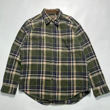 00s 세인트 존스 베이 헤비 플란넬 셔츠 M 올리브 체크 8174B