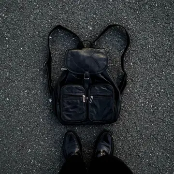 80년대 천연 가죽 백팩