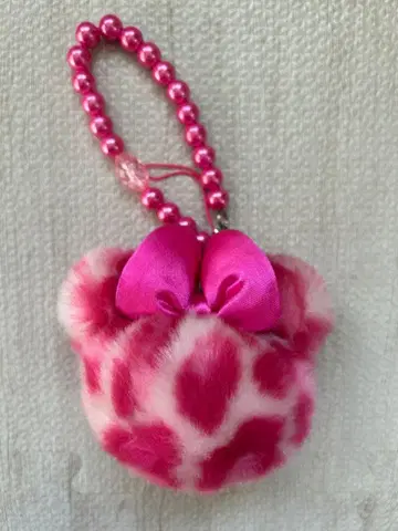 미니 레오파드 무늬 핑크 스트랩 퍼 참 디즈니 헤이세이 레트로