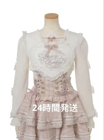 미개봉 새상품 LIZLISA 프릴 하트 리본 슬리브 상의 핑크