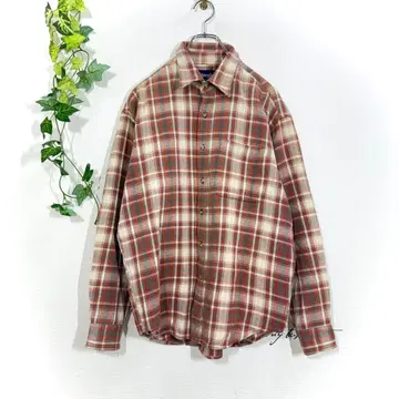 Wrangler 랭글러 체크 무늬 플란넬 셔츠 긴팔 브라운 M 사이즈