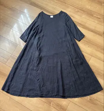 veritecoeur 린넨 LINEN 롱 원피스 흑먹색