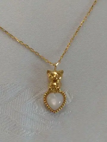 San-X 리락쿠마 화이트쉘 하트 목걸이 실버 박스 포함