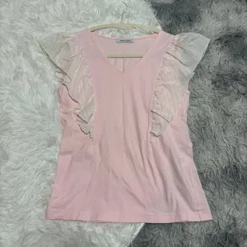 새상품급 sortie mieux 솔티미유 일본제 프릴 티셔츠 핑크