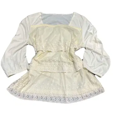 y2k 모리걸 위시코어 3단 프릴 레이스 아이보리 그런지