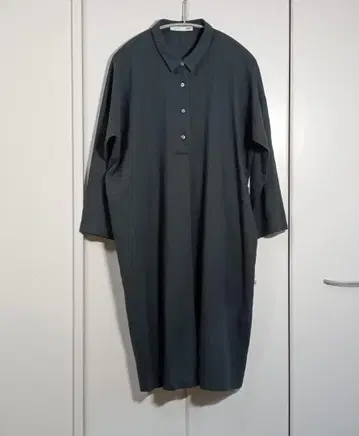 evam eva 코튼 100% 셔츠 칼라 원피스 흑먹색 F 일본제
