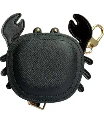 천연 가죽 게 이어폰 케이스 키링 동전 수납 미니 파우치 키링 미니 지갑