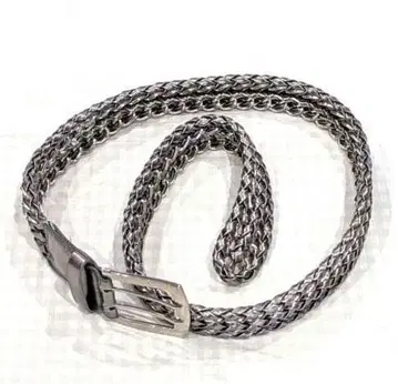 실버 메탈 메쉬 벨트 웨빙 벨트 빈티지