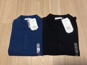 긴팔 니트 피케 셔츠 S 사이즈 2색 세트 (블랙 블루)