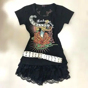 y2k 00s 헤이세이 갸루 에드 하디 스타일 그런지 영문 크로스 라메