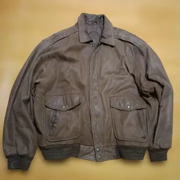 90s A-2 가죽 자켓 천연 가죽 브라운 오버 사이즈 봄버 양가죽