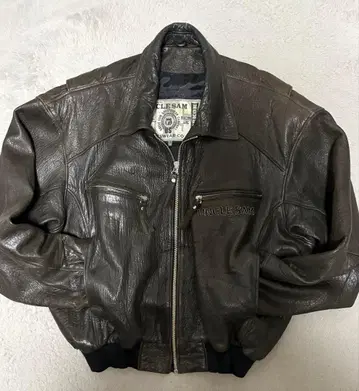 UNCLE SAM 다크 브라운 가죽 자켓 L