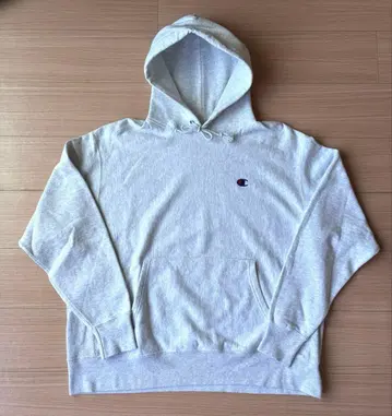 Champion US 규격 눈 달린 리버스 위브 후드티 헤더 그레이