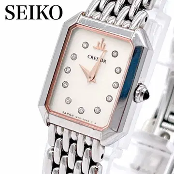 세이코 크레도르 스퀘어 드레스 워치 박스 포함 11P 다이아