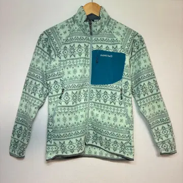 몽벨 플리스 자켓 S 민트 그린 노르딕 무늬 아웃도어