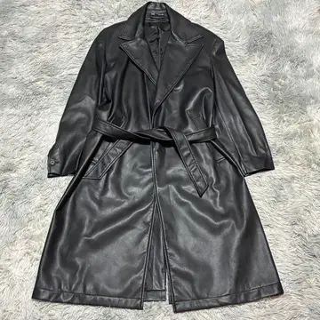 [새상품급] ZARA 인조 가죽 벨티드 코트 BLACK 실루엣