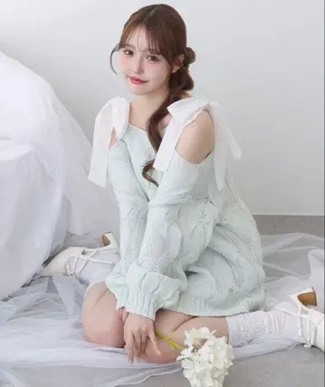 밀키 팔레트 니트 원피스 민트