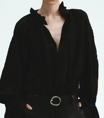 H&M EDITION 린넨 블렌드 자수 블라우스 S 새상품