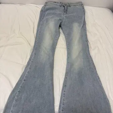 라이트 블루 플레어 데님 팬츠 리본 포함