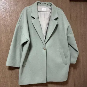 민트 그린 싱글 버튼 체스터 코트 F