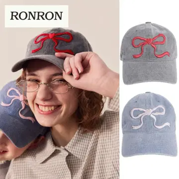RONRON 그레이 블루 리본 캡 세트