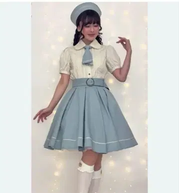 마린 아카데미아 블라우스 화이트 클라로리 쿠루미 디즈니 스카이블루