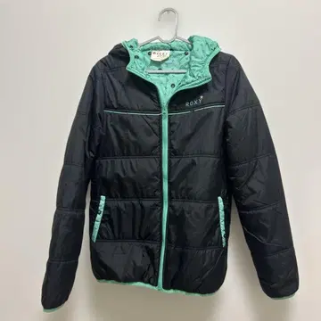 ROXY 후드 부착 패딩 자켓 L 블랙/민트