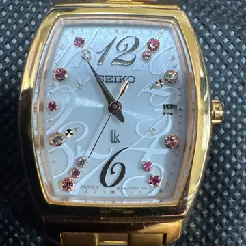 컨디션 최상 한정판 세이코 루키아 전파 솔라 스와로브스키 골드 고져스