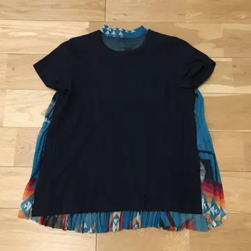 PENDLETON sacai 펜들턴 사카이 백 플리츠 티셔츠