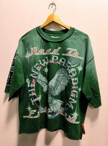 L 사이즈 LA 구매 아이템 Firstrow 워시 그린 이글 크로스 T