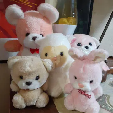 빈티지 쇼와 레트로 레트로 팝 컬러풀 곰 양 토끼 봉제 인형