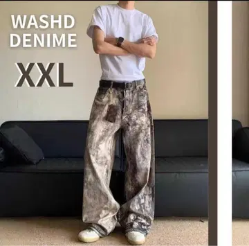한정 판매! 워시드 데님 리얼트리 XXL 배기 와이드 팬츠