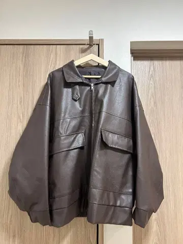 [ apres jour mignon ] 인조 가죽 블루종 브라운 F