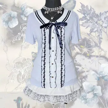 y2k axes femme 세일러 리본 프릴 위시코어